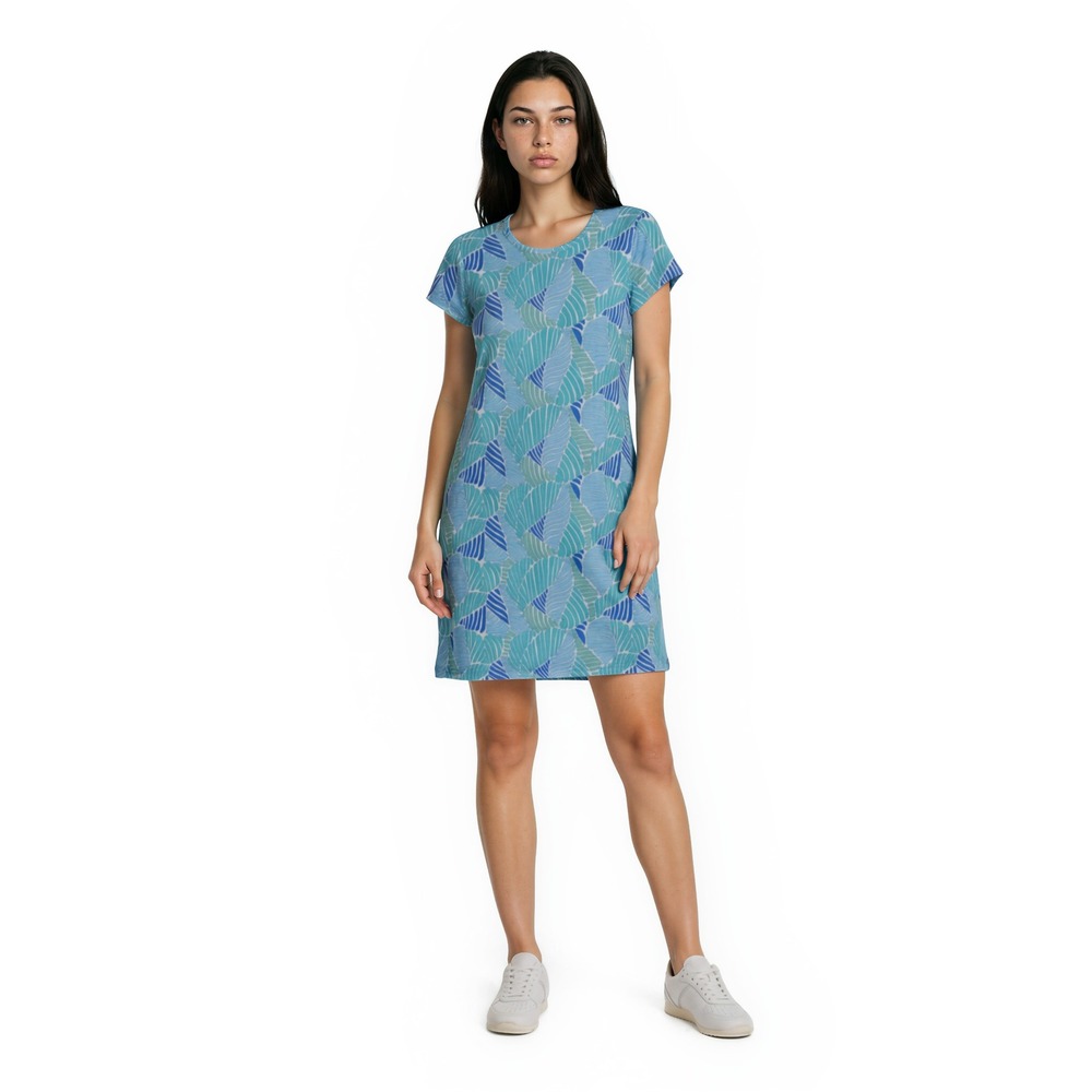 J.Mclaughlin‎ T-Shirt Dress Women's Size Medium Blue Shell Print Shift